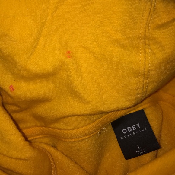 YELLOW OBEY HOODIE - Picture 2 of 3